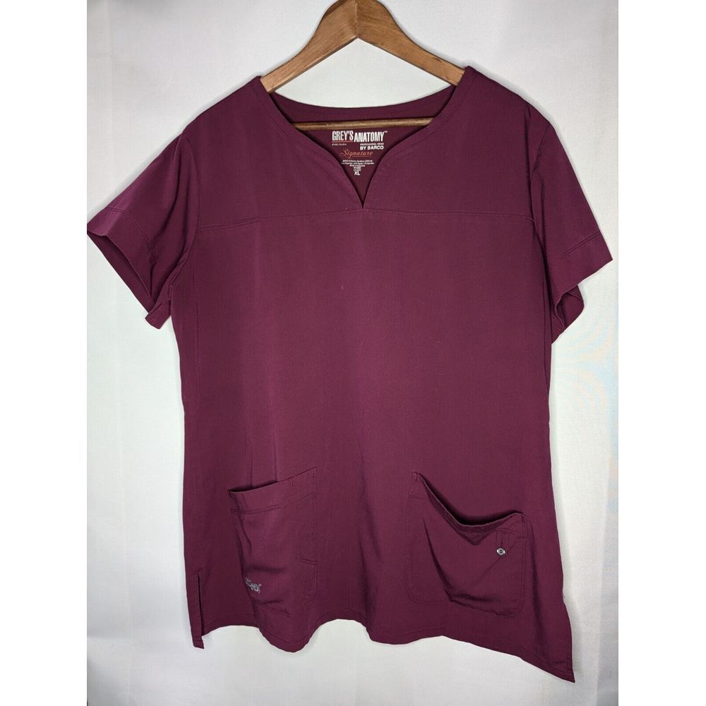 Grey's Anatomy Signature Scrubs Top By Barco Professional Wear Maroon Size XL
